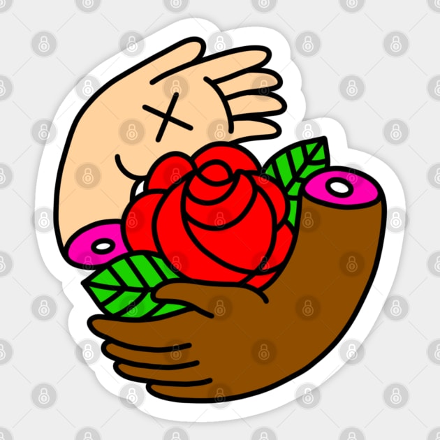 Democratic Socialism Rose Sticker by ReclusiveCrafts